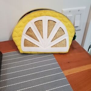 Betsey Johnson Lemon Makeup Bag With Floral Interior